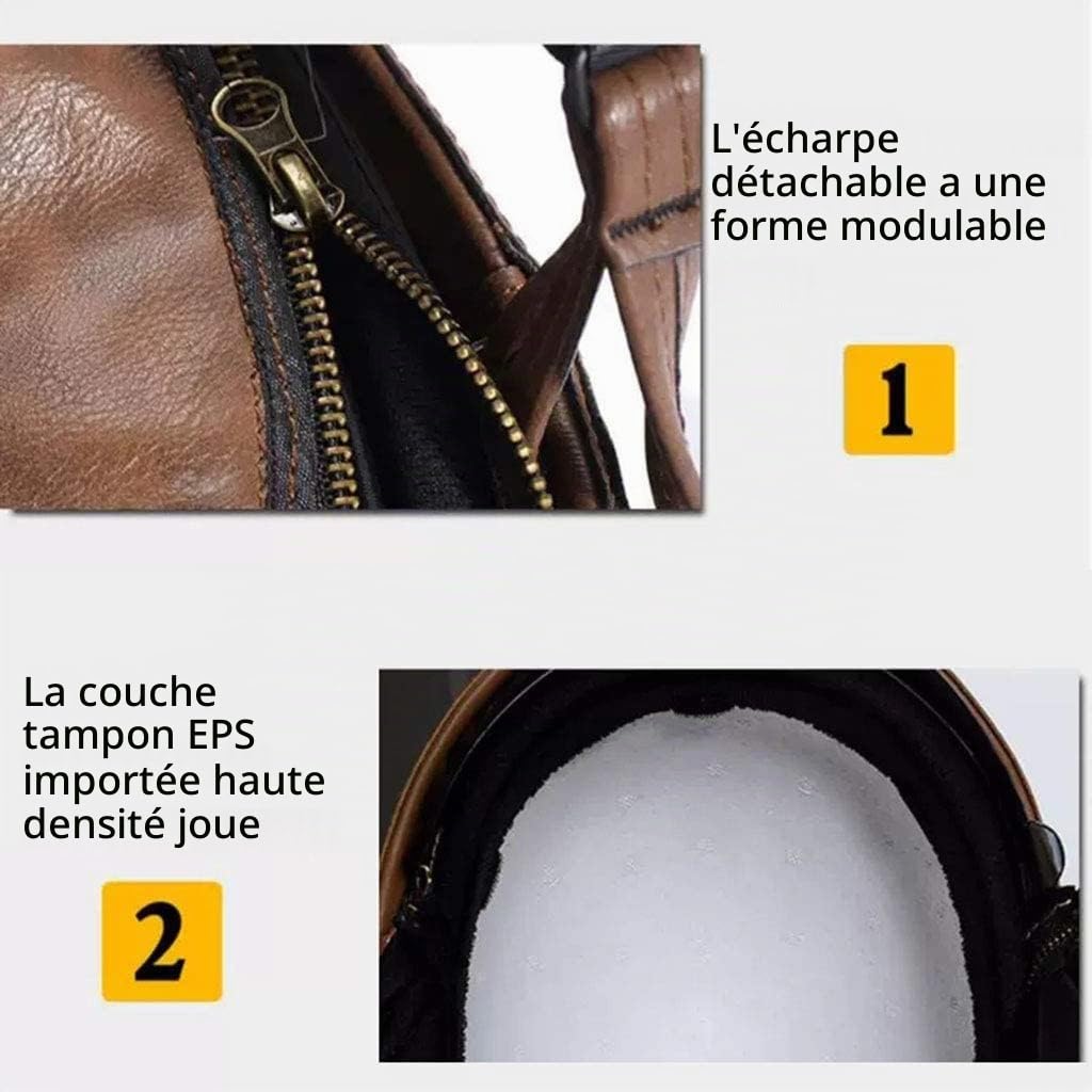 Casque Moto Vintage avec Lunettes - Casque Jet de Pilote Rétro pour Scooter et Vélo - Demi Casque Coupe-Vent Homme Femme