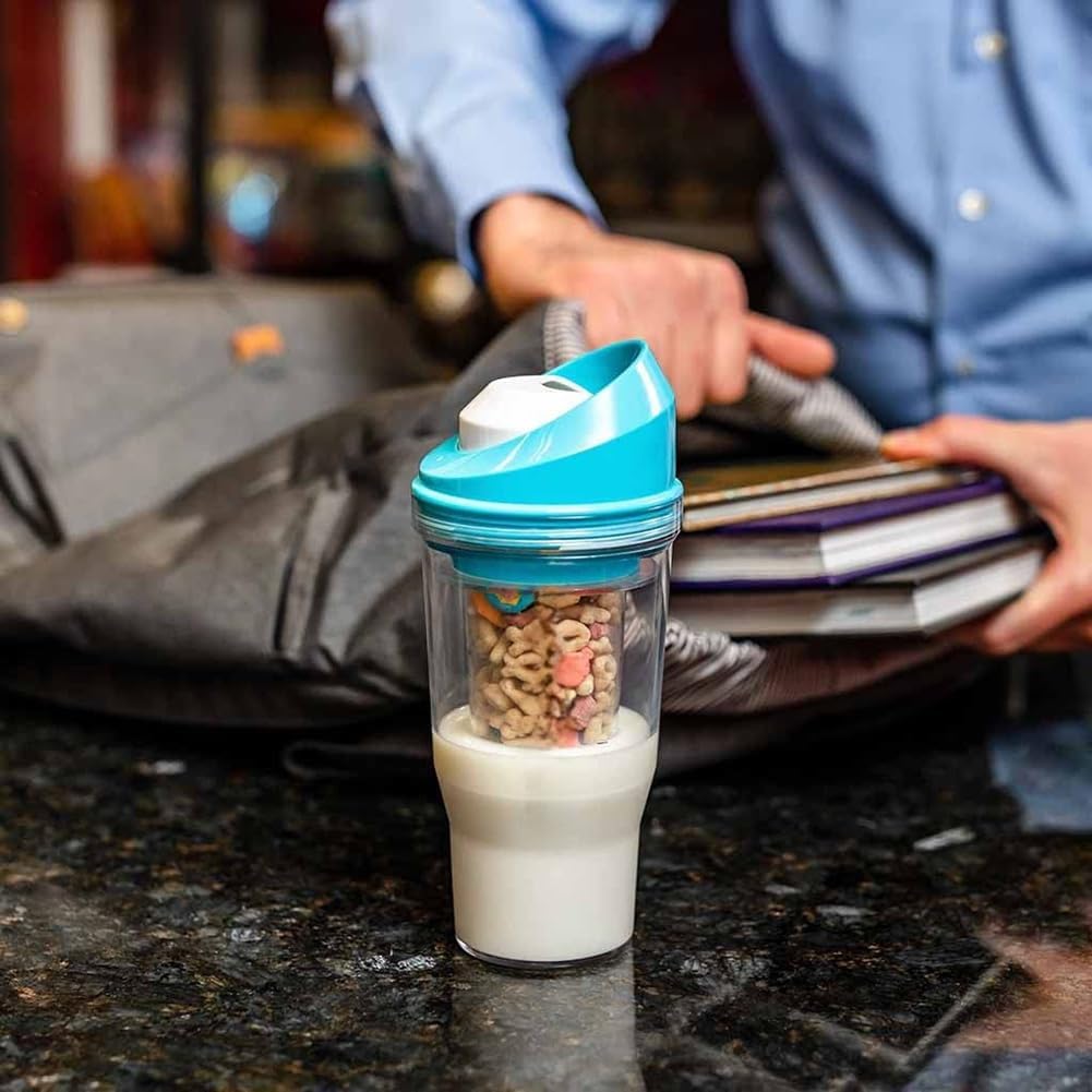 Portable Plastic Cereal Cup for Breakfast Easy to Carry to Go Cereal and Milk Container - Image 2