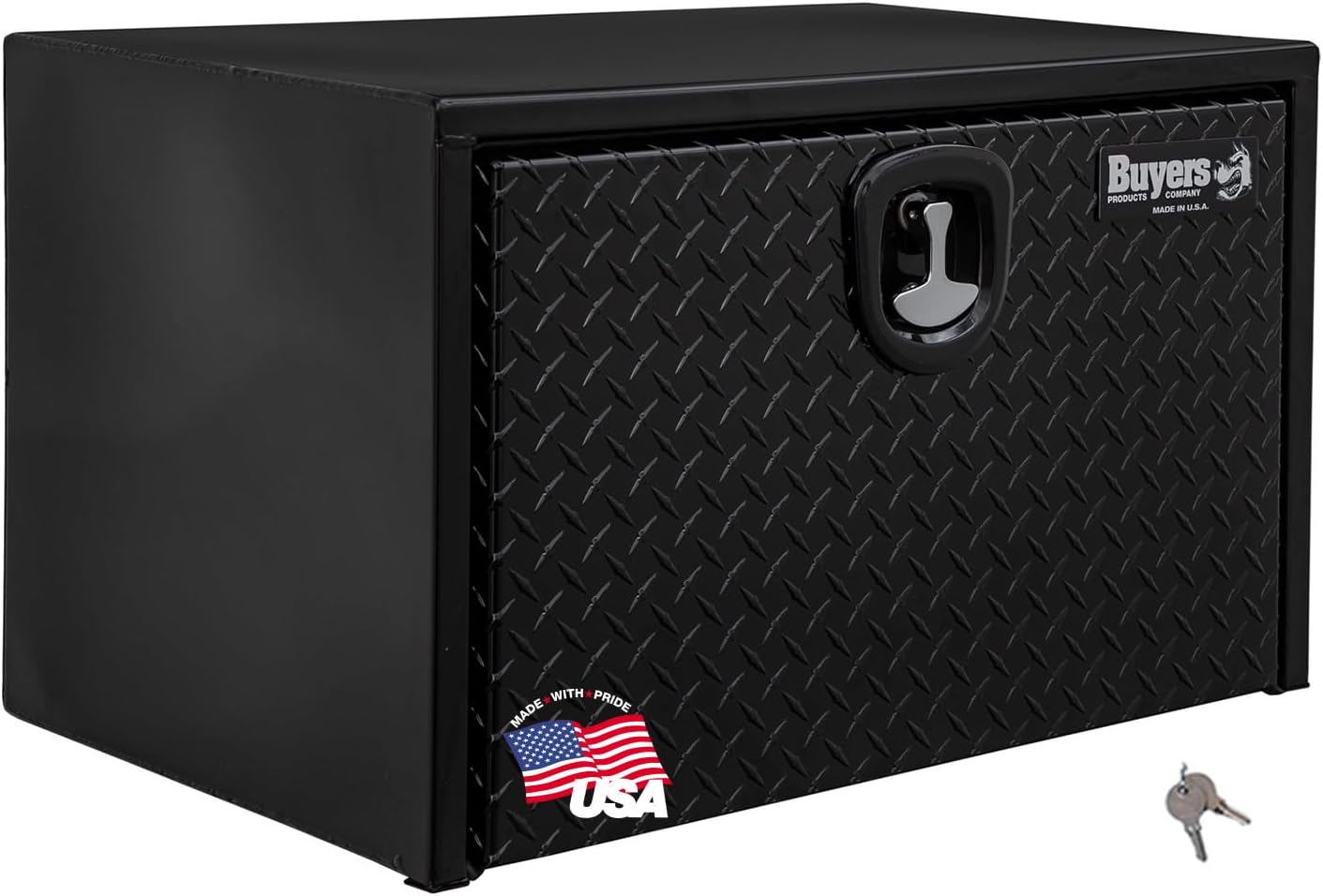 Buyers Products 1702503 Black Steel Truck Tool Box With Aluminum Diamond Tread Door, 18 x 18 x 30 Inch, Made In The USA, Truck Box for Organization & Storage, Job Tool Chest, Contractor Toolbox 18x18x30 inches