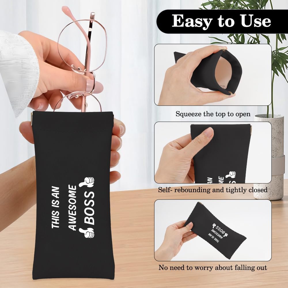 Bosses Day Gifts for Her Him Boss Mothers Fathers Day Stocking Stuffers Christmas Birthday Valentines Day Appreciation Retirement Gifts Squeeze Leather Sunglasses Pouch Eyeglasses Case