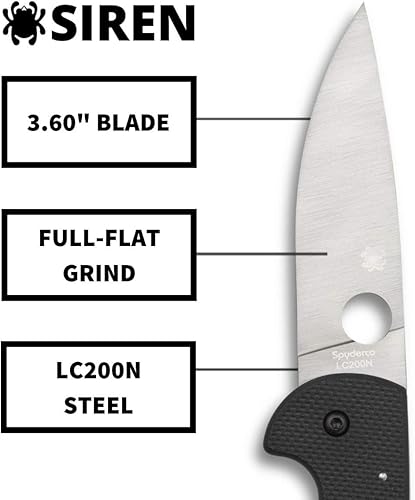 Miniatura 3 de Spyderco Cuchillo Siren Premium con hoja de acero LC200N de 3.6 pulgadas y mango G-10 negro texturizado grueso - PlainEdge - C247GP