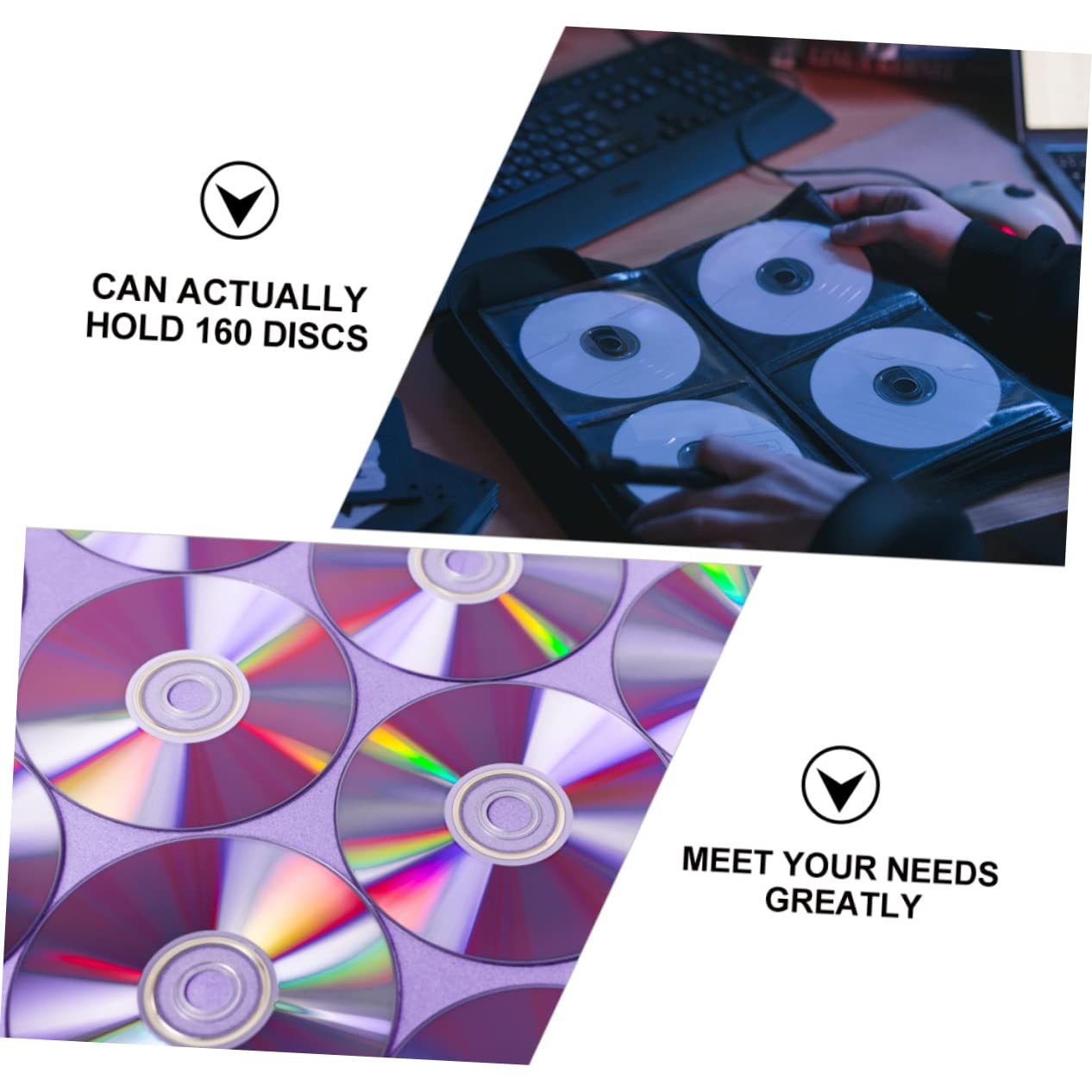 Hemobllo Custodia per Dvd di Grande Capacità Borsa Porta Dvd Maniglia Chiusura Cerniera Protezione da Graffi per Dischi