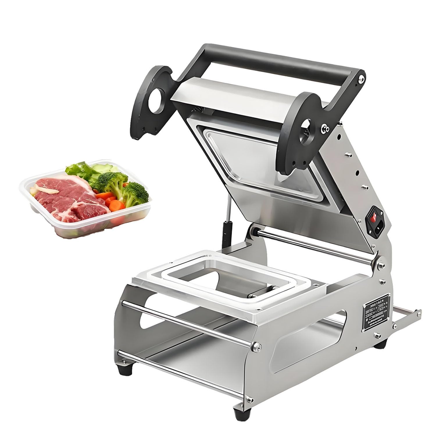 ASerZenith Semi-Automatic Heat Sealing Machine, Commercial Food Tray Sealer With Temperature Control, Efficient 7-8 Times/Min, For Restaurants & Takeaways