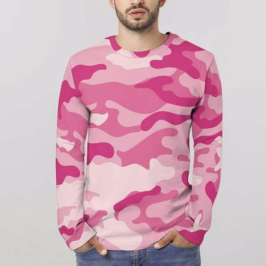 Amazon.co.jp: 長袖tシャツ メンズ 迷彩柄 ピンク ロングtシャツ