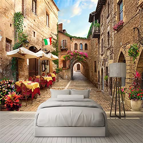3D European Block Houses Wall Murals, Stone Brick Houses Town Mural Wallpaper, Wall Stickers Good Adhesion Clear Picture Apply To Living Room（59"W X 39.4"H） #TOP2
