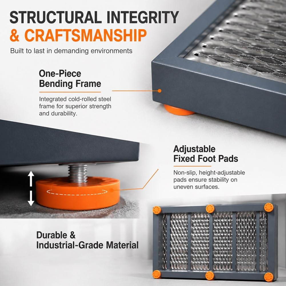 Plataforma de trabajo de acero resistente, construcción de acero laminado en frío, capacidad de 2400 kg, altura ajustable de 120 a 140 mm para suelos industriales, duradera y fiable