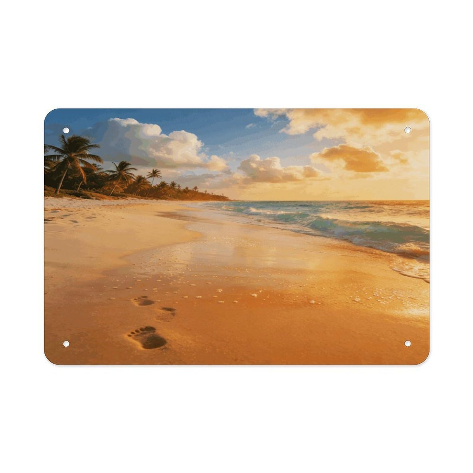 Khauerbc Style Beach Tin Sign Iron Sheet Painting Unframed 11.8X7.9 Inch Metal Poster Wall Decor Iron Painting Wall Prints For Living Room Bedroom Office Home Decor