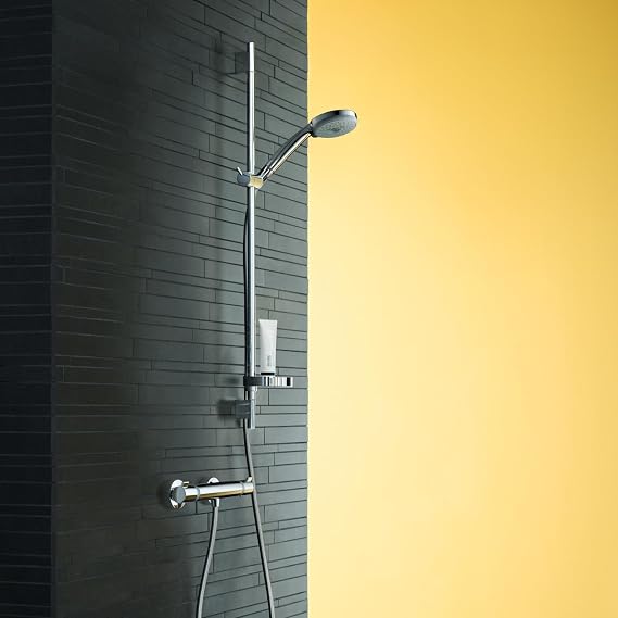 hansgrohe Croma 100 - shower set with thermost Ecostat Comfort, shower head, shower bar 90cm, shower hose 160cm and shower head holder, hand shower with 3 sprays, chrome, 27085000