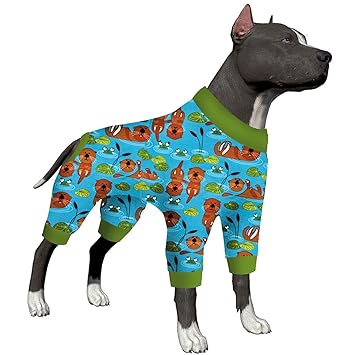 LovinPet Dog Jammies Large Dogs, Dog Pajamas for Large Dogs, Lightweight Stretchy Sleeping Otters Multi Prints Dog Jumpsuit, UV Protection, Easy Wearing Adorable Dog Pjs Dog Jammies