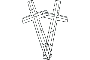 2Pcs Cross Garland Green Tinsel Macrame Decor Green Wreath Cross Shaped Wreath...