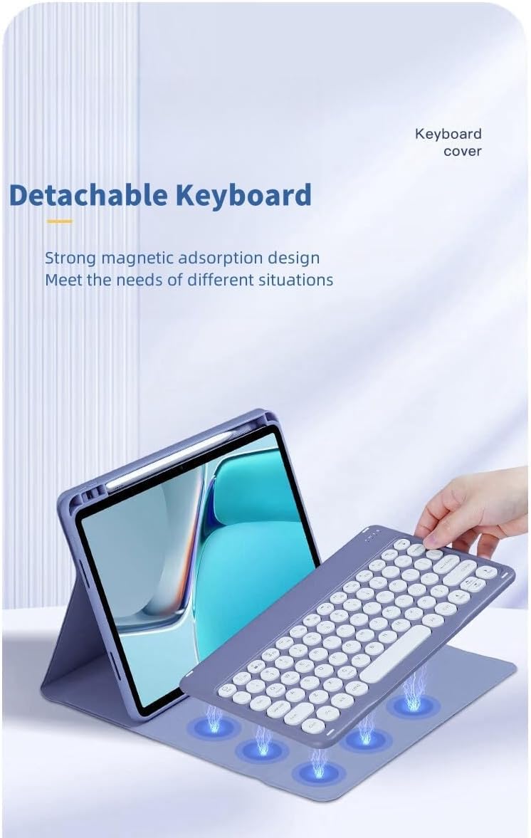 AnMengXinLing Keyboard Case for iPad mini (A17 Pro) 7th Generation 2024 / iPad mini 6th Gen 8.3 Inch with Pencil Holder, Cute Candy Color Round Key Magnetic Detachable Keyboard Case,Black