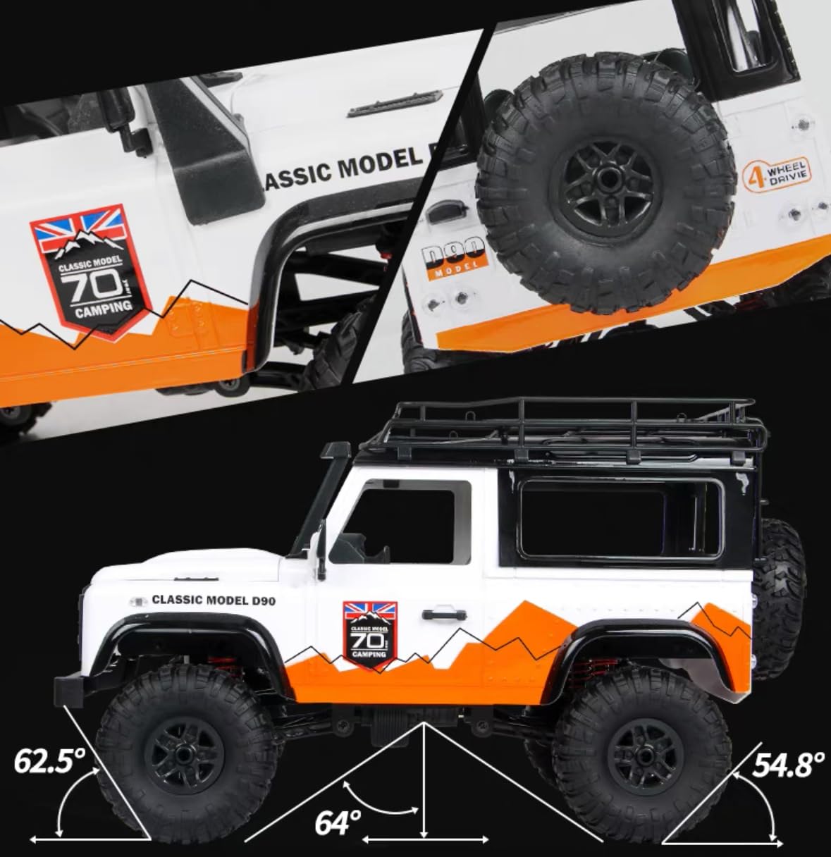 DZHSNWJ MN-99 White 1/12 Scale RC Remote Control Crawler 4WD Jeep with Led Light New in Stock