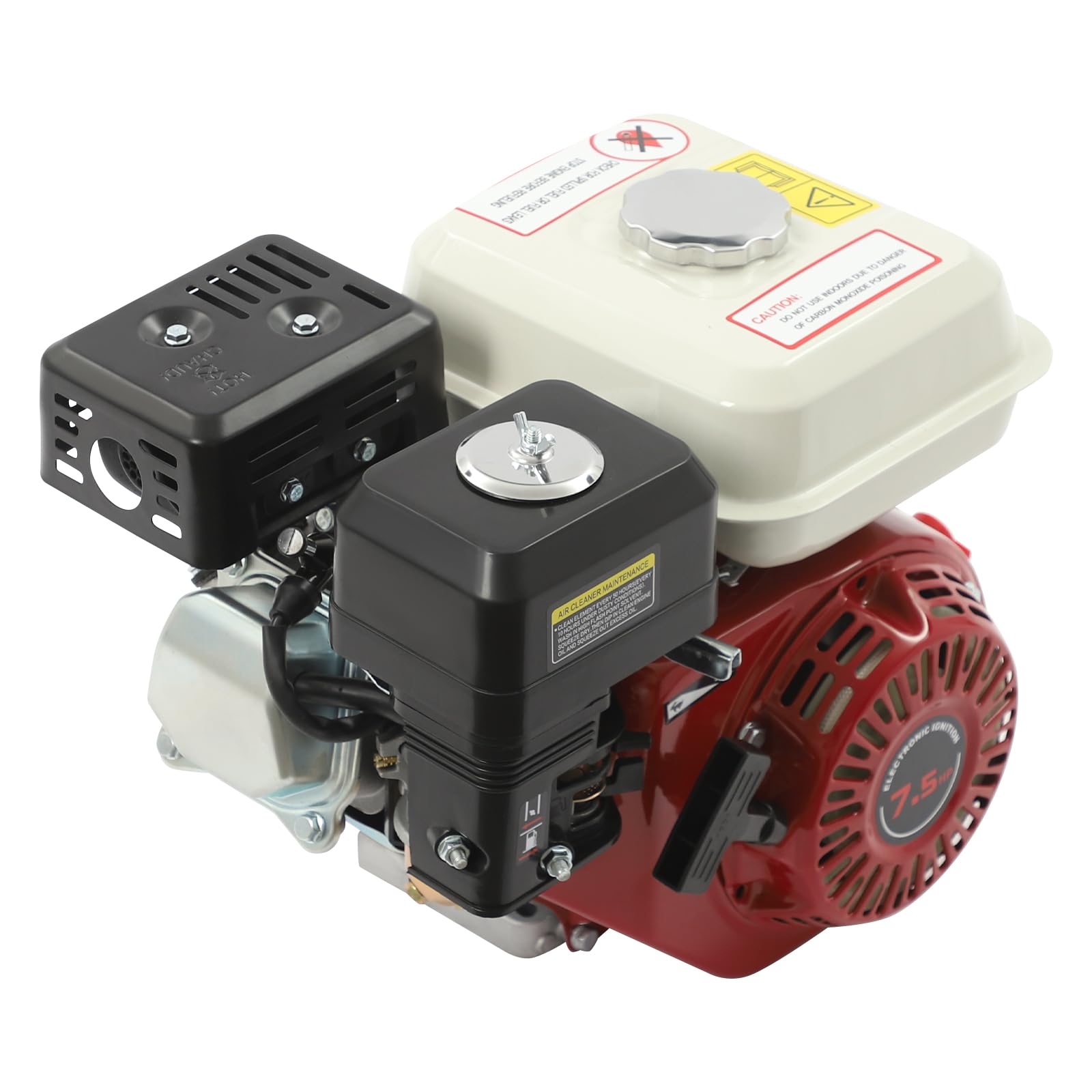 4-Takt Benzinmotor, 7,5PS 212ccm Motoren Kartmotor Standmotor Schwerlastmotor Industriemotor Luftgekühlter Viertaktmotor Zusatzmotor Seilzugstart für Wasserpumpen Generatoren Puffer Dreschmaschinen