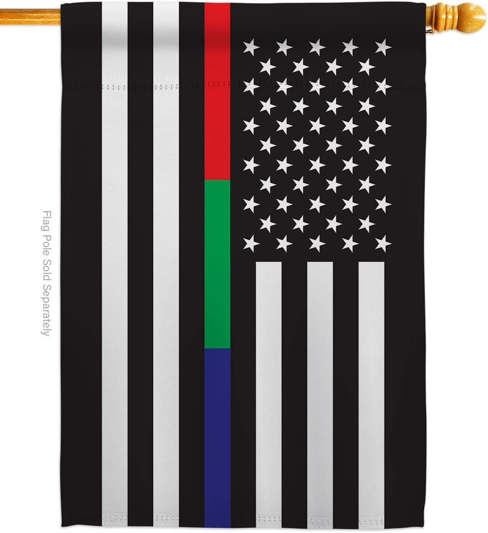 US Thin Blue Green Red Line House Flag First Responders Police Cop Law Enforcement Sheriff Officer Support Small Decorative Gift Yard Banner Double-Sided Made In USA 28 X 40