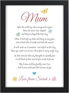 PERSONALISED Mother of the Bride Gifts - Keepsake Presents for Mum, Mummy, Mother, Step Mum - Thank You Presents for Mother of the Bride - A5, A4, A3 Prints and Frames