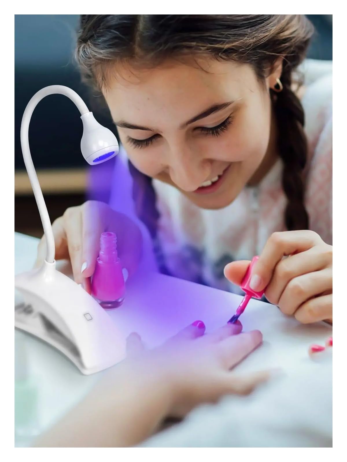 Lampada UV per Resina Luci for unghie a LED Asciugatrice Lampada UV ultravioletta Mini scrivania flessibile con clip USB Strumenti for pedicure manicure for polimerizzazione del gel(Rosa)