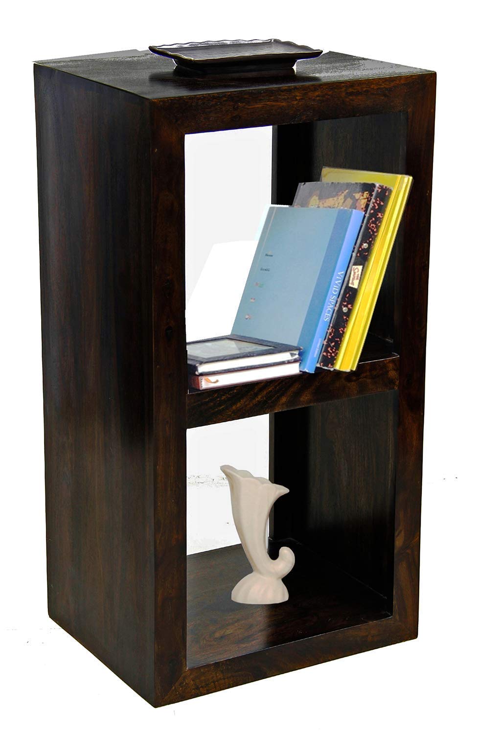 Solid Sheesham Wood Bedside Table with Shelf Storage Wooden Bed Side End Tables Night Stand for Home Living Room Bedroom - Mahogany Finish-image-38