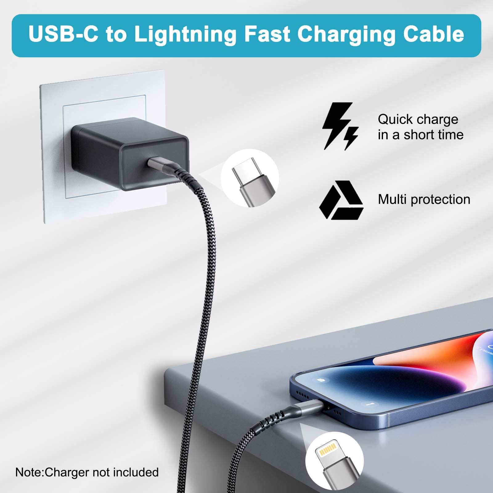 Cavo iPhone USB C 2 Metri [Certificato MFi], Cavo USB C Lightning Cavetto iPhone Filo Cavi Lightning USB C Cavi Caricatore Phone Carica Rapida per iPhone 14 Pro Max/14 Plus/13/13 Pro Max/12/11/XR/8