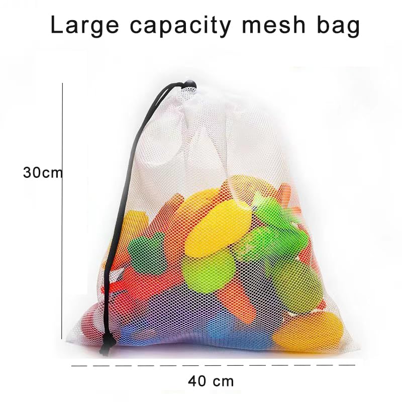GSHUR 5Pcs Drawstring Mesh Storage Bags, 30cm x 40cm Organizer for Sport Swimming, Beach, Travel and Toys Organization - Image 2