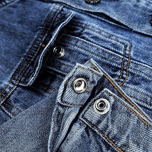 KIDSCOOL SPACE Boys Denim Jacket,Little Big Kids Simple Design Hooded Jean Coat4