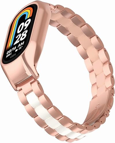 Miniatura 5 de Bandas de metal compatibles con Xiaomi Mi Band 8, pulsera de repuesto de reloj de acero inoxidable con marco de metal para Xiaomi Mi Band 8 Bandas
