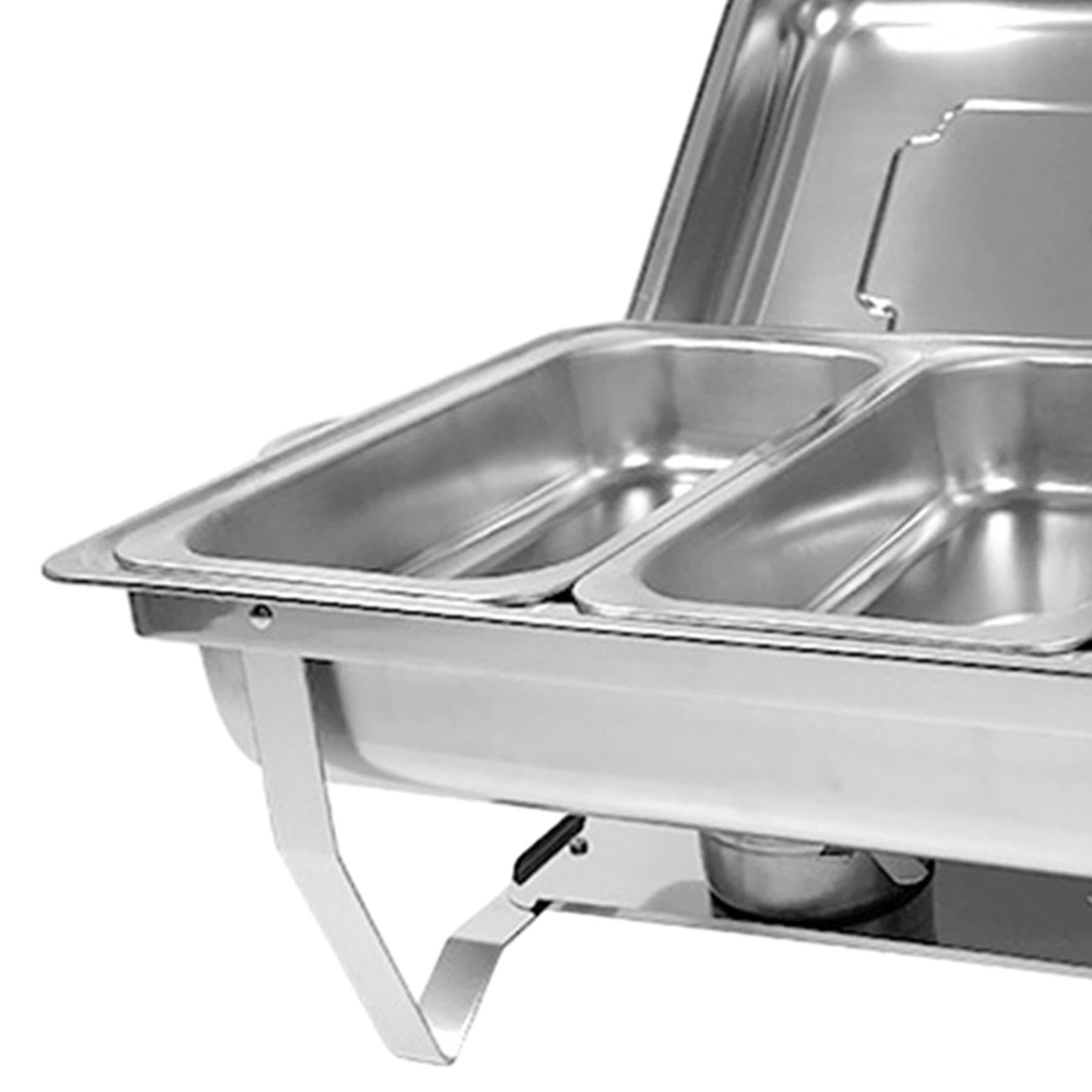 Buffet Calentador de Alimentos Bandeja para Servir Soporte Metálico Chafing Dish con Tapadera Extraíble de Acero Inoxidable Apto para Bodas, Tres Rejillas, Individual