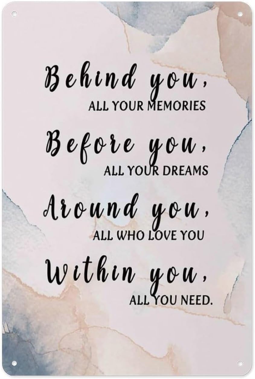 SMAZDFXX Graduation Quote Tin Sign - Behind You All Your Memories - Poster Metal Plaque, Positive Motivational Inspirational Decorative Signage For Classroom Or Home Grad 8"x12"