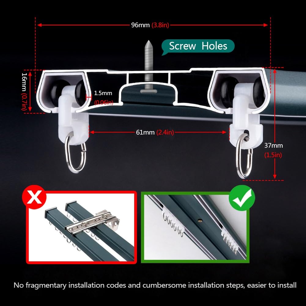 Generico Binario Regolabile in Alluminio per Tenda da Doccia, Doppio Binario a soffitto da 1 m a 10 m, Perfetto per divisori di Ambienti in Bagno e Soggiorno, Soluzione Resistente, Elegante e salvasp