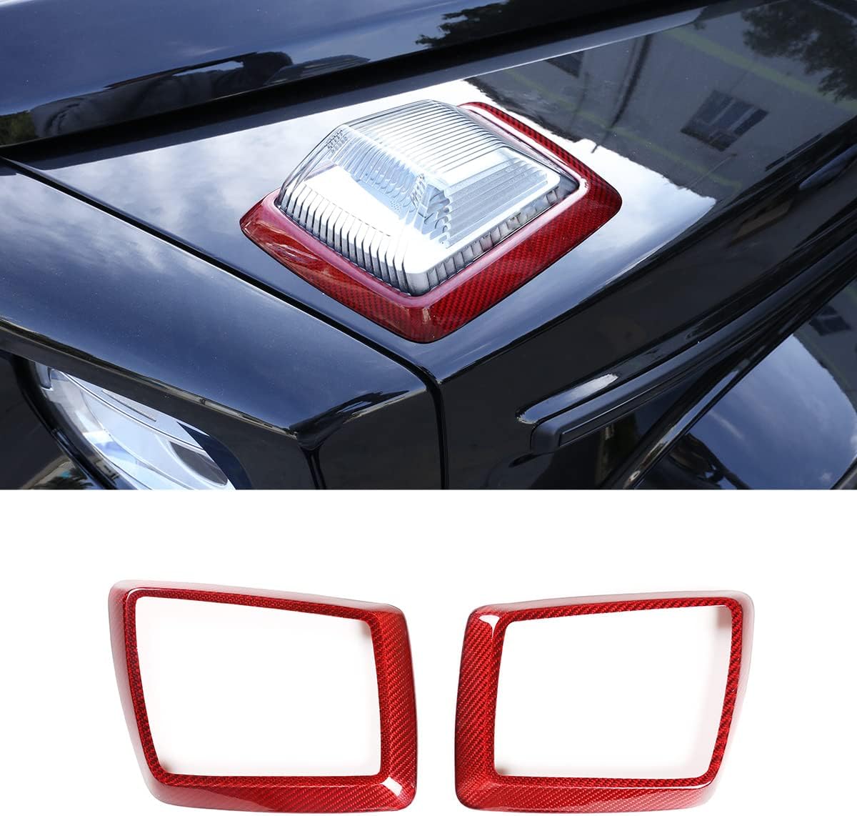 Fit for Mercedes Benz G Class W464 G500 2019 to 2025 Real Carbon Fiber Car Front Turn Signal Decorative Frame Protective Cover Decoration Car Interior Accessories (Carbon Fiber Black)