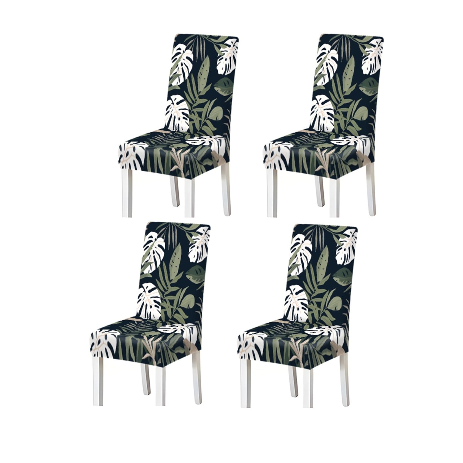 FZJKGH Tropical Monstera Leaf Pattern Print Dining Chair Covers Set Of 2/4/6, Stretch Slipcovers For Kitchen Dining Room Removable Stretch Slipcovers for Dining Chairs(4PCSChair cover)