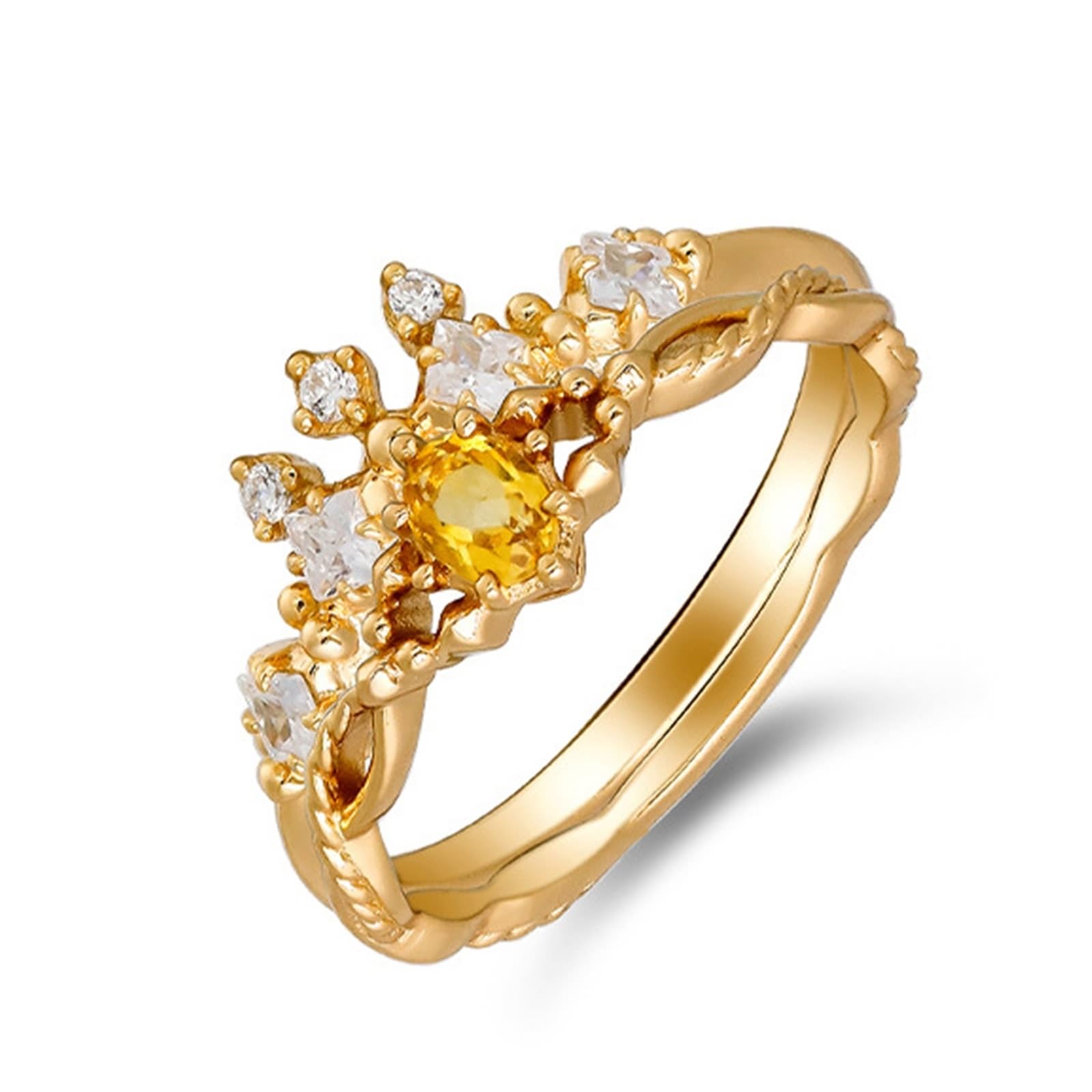 Gold Au 375/585/750 Lot de 2 bagues pour couple avec citrine ovale
