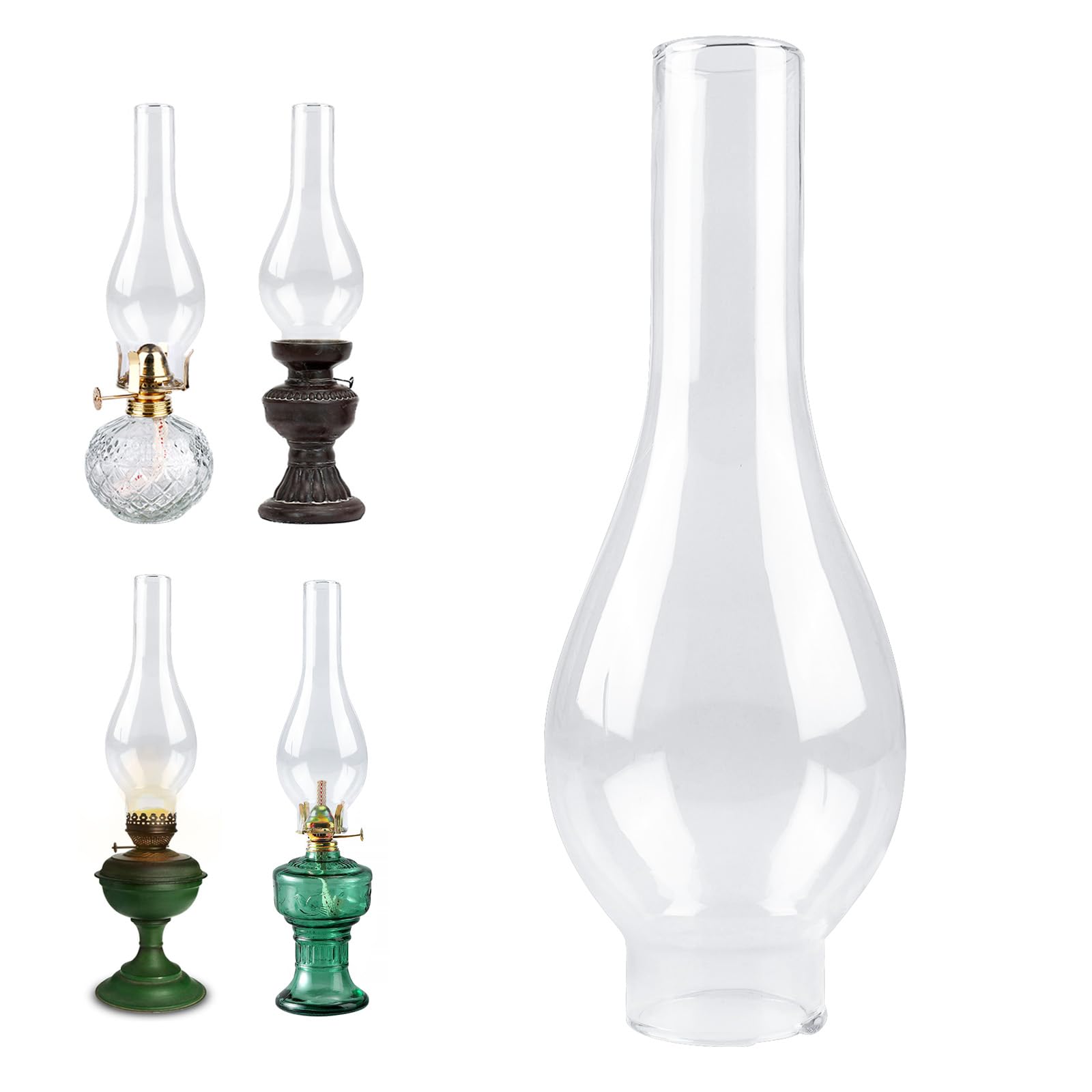 Paralume In Vetro Per Lampade A Petrolio - Diametro 3,7 Cm, Altezza 19,5 Cm - Foto 8