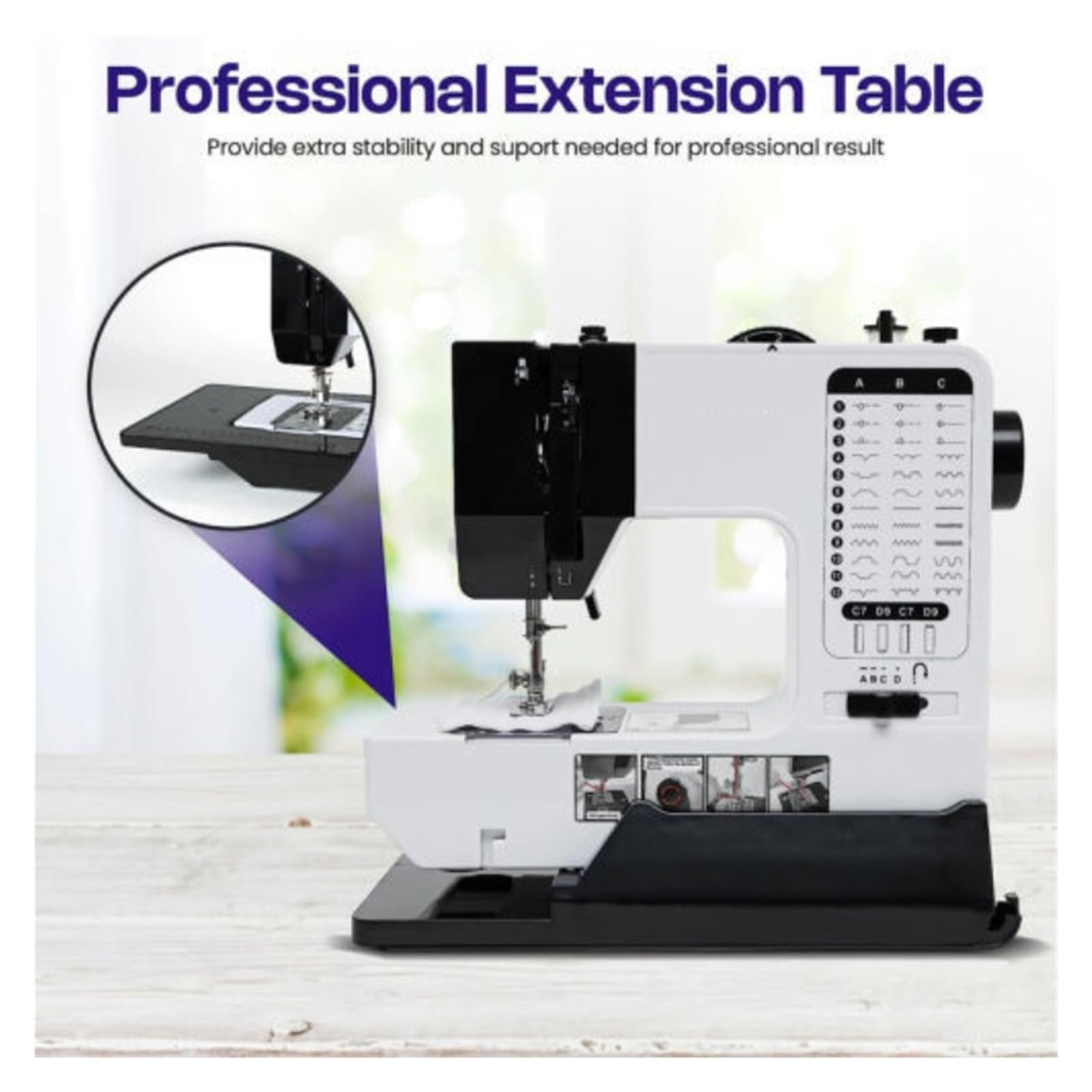Elektryczna Maszyna Do Szycia Przenośna Dla Początkujących Z 38 Ściegami, Oświetleniem LED, Pedałem Nożnym, Szyciem Podwójną Nicią Łatwy Szycie