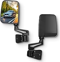 SCITOO Side View Mirrors for Jeep Wrangler YJ TJ 1987-2002 Half Door Manual Folding Pair Black Non-Heated