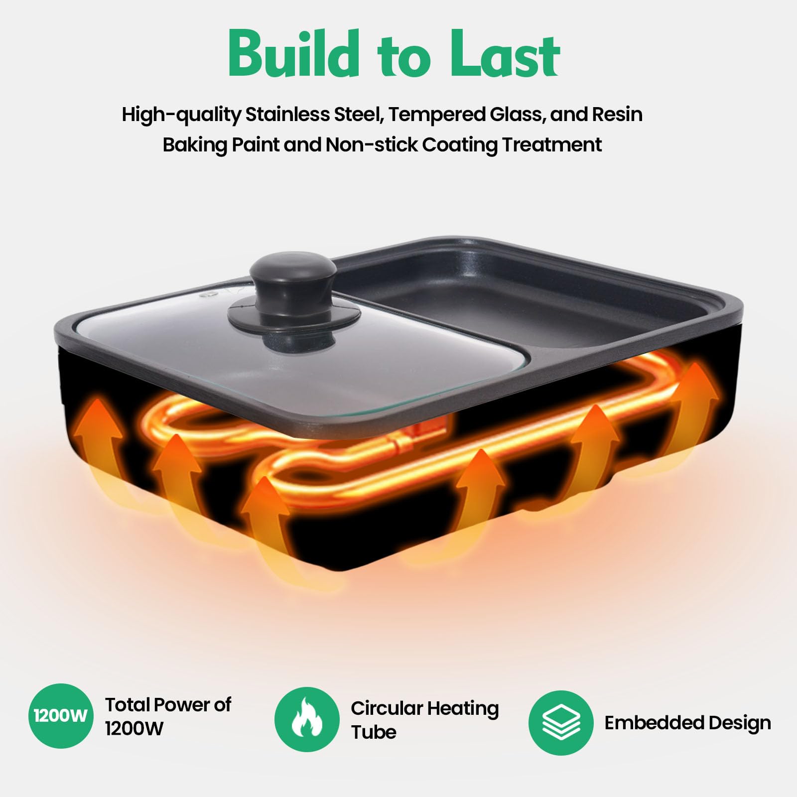 GXFCHYL Mini Shabu Shabu All-in-One Cooker Hot Pot with Grill, 2 in 1 Indoor NonStick Shabu Shabu Pot and Griddle, Dual Temperature Control, Mini Shabu Shabu Hot Pot for BBQ Steak Noodles