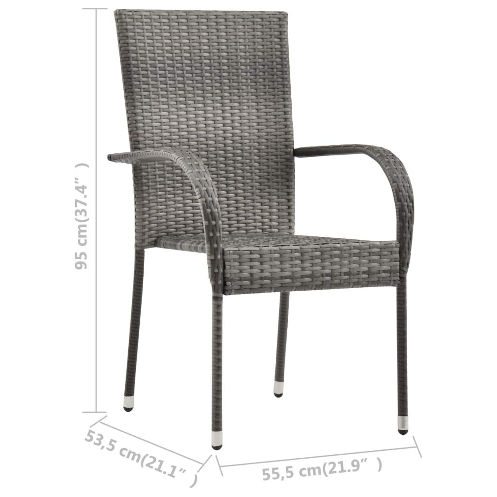 Juego de 4 sillas de exterior de polirratán gris, muebles de jardín resistentes a la intemperie para patio, balcón y terraza, asientos elegantes para el hogar y espacios al aire libre