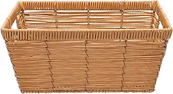 Mimo Style Cesto Retangular Com Alça, Útil na Organização do Ambiente, Produzidos em Fibra Natural Com Alças de Ferro, Funcional Para Armazenar Revistas, Jogos, Brinquedos e Utensílios Domésticos