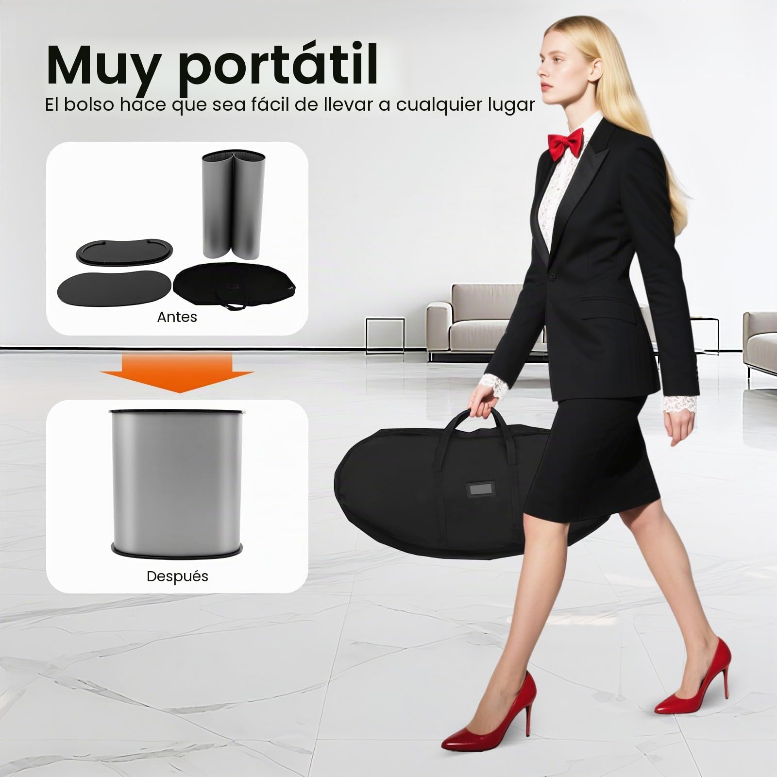 Mesita de recepción plegable con bolsa de transporte, 40 x 90 x 90 cm, para exposición promocional y reuniones de negocios (negro)