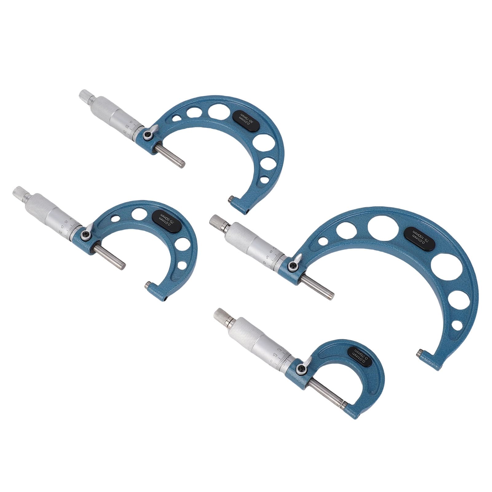 Topiky Set Micrometro Esterno 0-100 Mm Strumenti di Misurazione Ad Alta Precisione da 4 Pezzi per Ingegneria e Controllo qualità Costruzioni in Acciaio Inossidabile