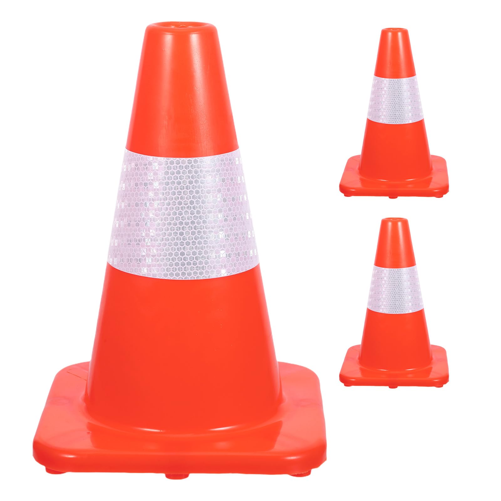 ABOOFAN 3 Pièces Cône de Sécurité Orange en Plastique Résistant aux Intempéries avec Haute Visibilité pour Piétons et Véhicules en Situation d'urgence en Parking