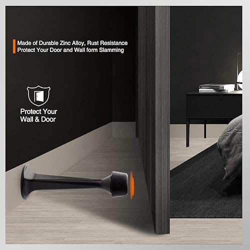 Miniatura 10 de KOVOSCH Paquete de 6 topes rígidos dorados para puerta, resistentes y duraderos, protectores de pared con puntas de goma suave, latón brillante