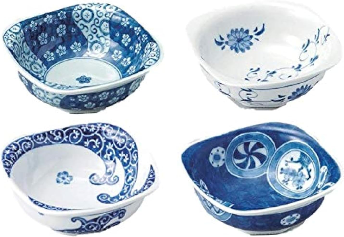 Arita Porcelain Small Bowls Japanese Traditional Patterns Sushi Sashimi Appetizer Dessert Set of 4