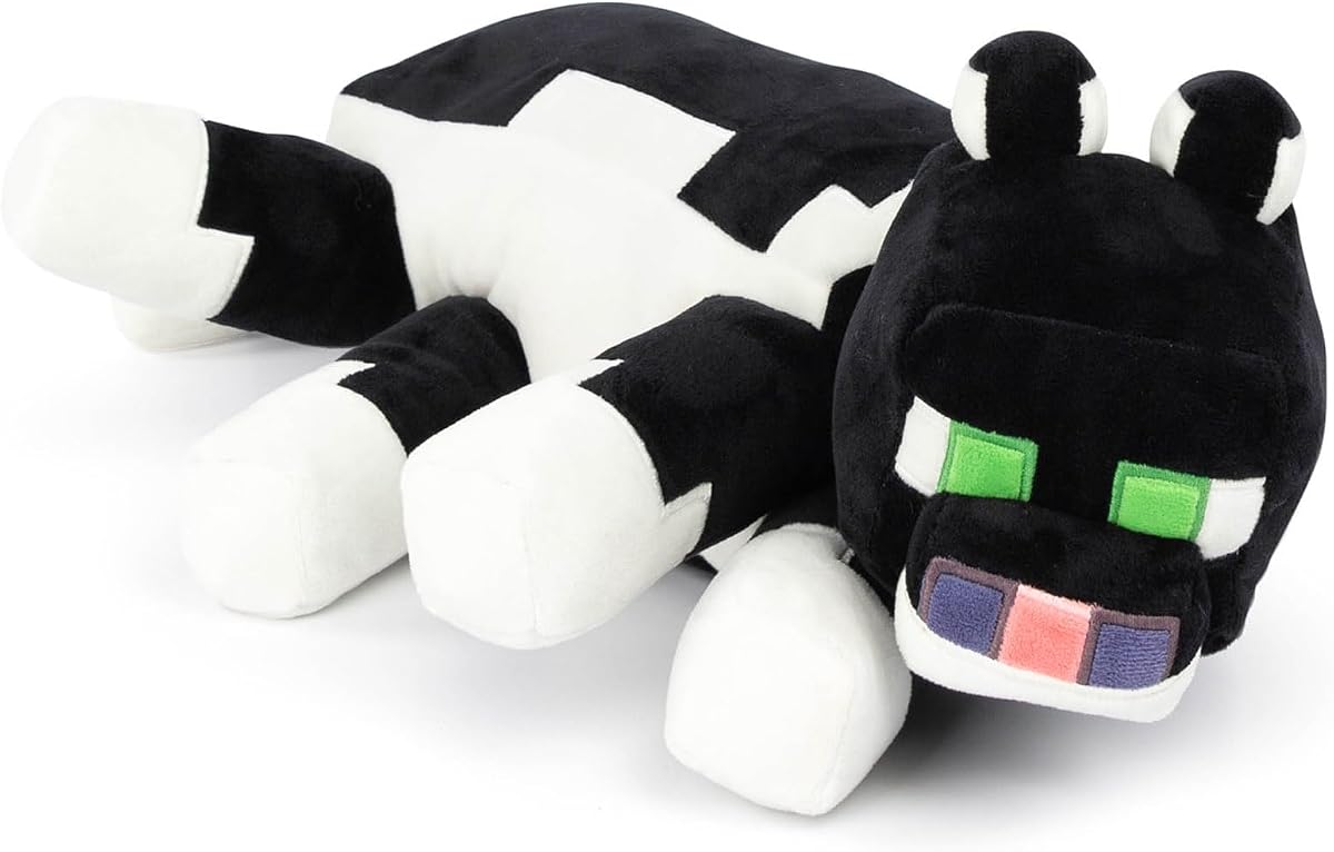 Minecraft Tuxedo Cat Video Game Kids Plush Pillow Buddy, Black | 18 Inches, Official Product, Ultra-Soft Polyester, Stuffed Plushie, Spot Clean Only, Kids Gift