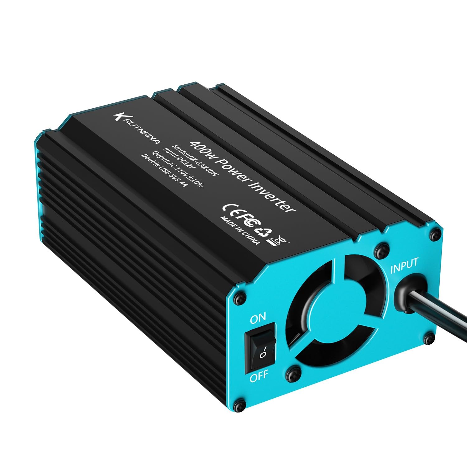 KLVN Falowniki mocy 300 W 400 W 12 V DC na 110 V AC konwerter do pojazdów, 2 porty USB, adapter ładowarki samochodowej z gniazdkiem wtykowym gniazda zapalniczki (400 W)