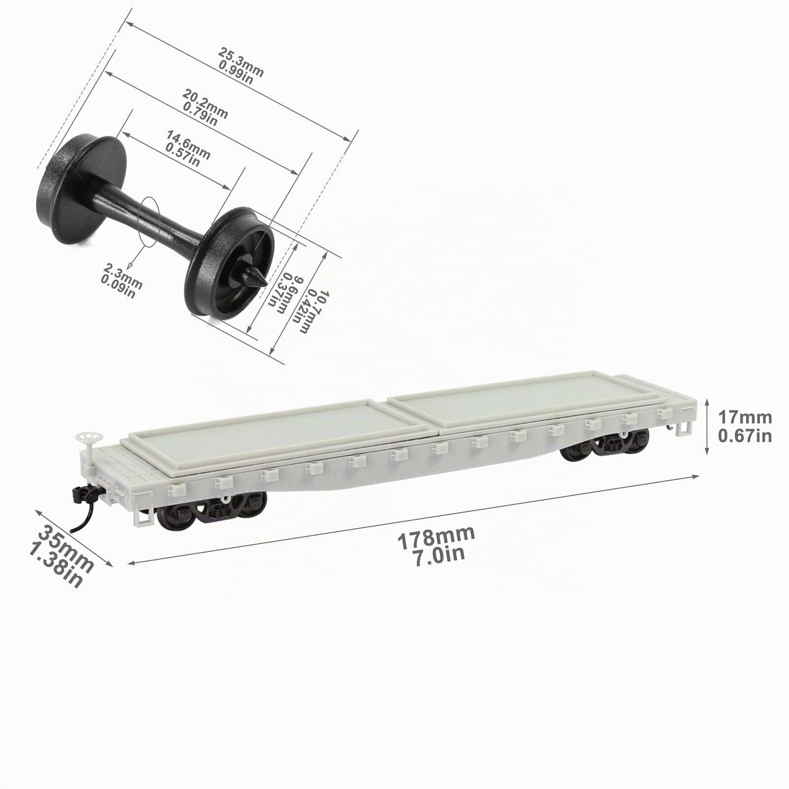 Evemodel 1pc Échelle Ho 1: 87 Blanc Non Assemblé Voiture Plate Modèle Chemin De Fer Wagon C8741JJ