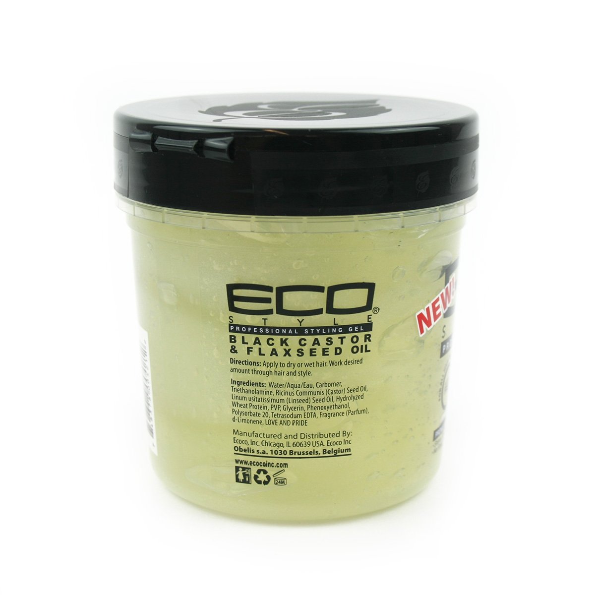 Eco Style Ecoco Gel - Black Castor Flaxseed Oil - Long Lasting Shine - Nourishes And Repairs Damaged Hair - Promotes Healthy Scalp - Provides Superior And Weightless Hold - Effortless Style - 16 Oz