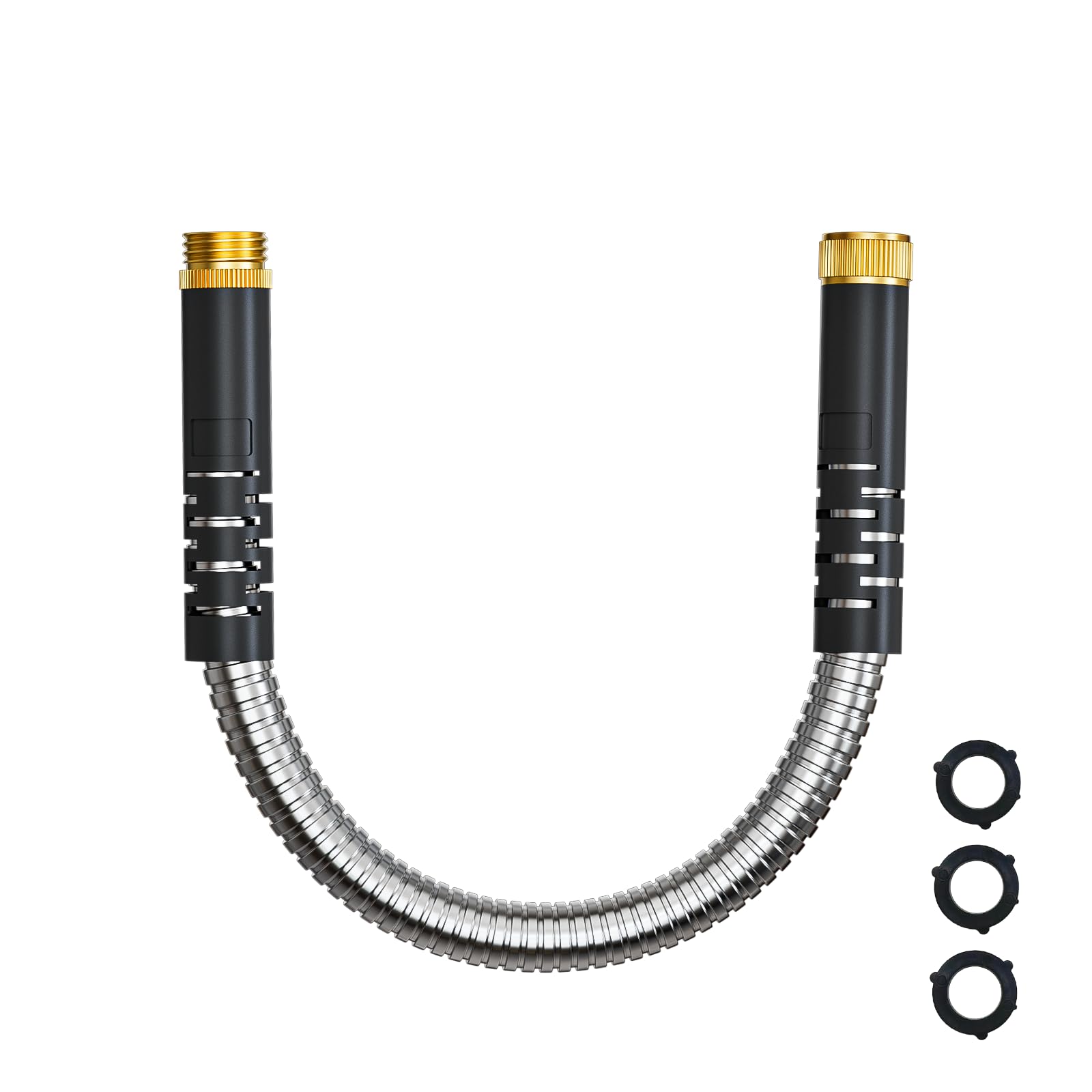 Photo 1 of Besiter Short Metal Garden Hose 1ft Connector: Flexible Stainless Steel Water Hose for Reel - Female to Male Metal Leader - Leakproof Hose for Outdoor Garden Watering Pet Cleaning