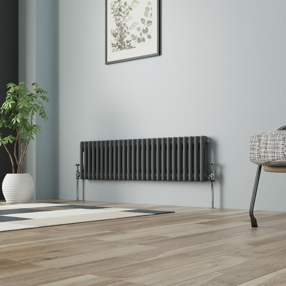 NRG Column Radiator Anthracite 300x1190mm Double Cast Iron Rads