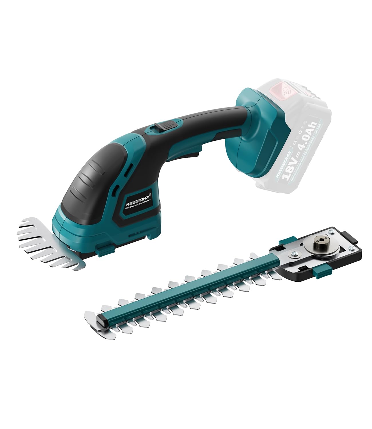 KIESBOHR 2-in-1 Akku Gartenschere 7.2V - Grasschere & Heckenschere Mit 2000mAh Akku - 10cm Grasmesser & 17cm Strauchtrimmer