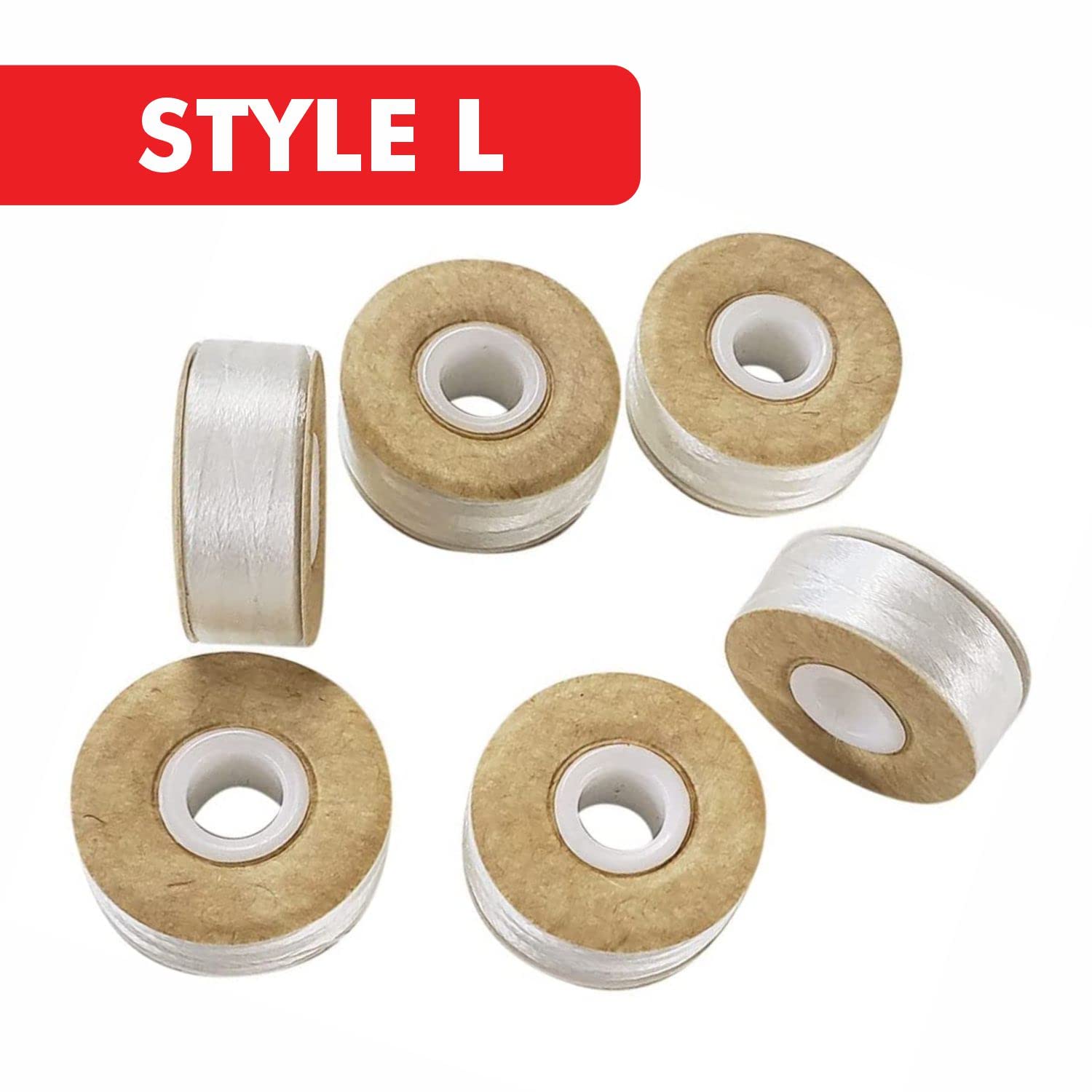 Superbe bobine preavvolte bianche stile L (piccolo) poliestere preavvolto bobine filo, scatola da 144